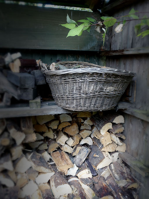 The wood store with wood basket